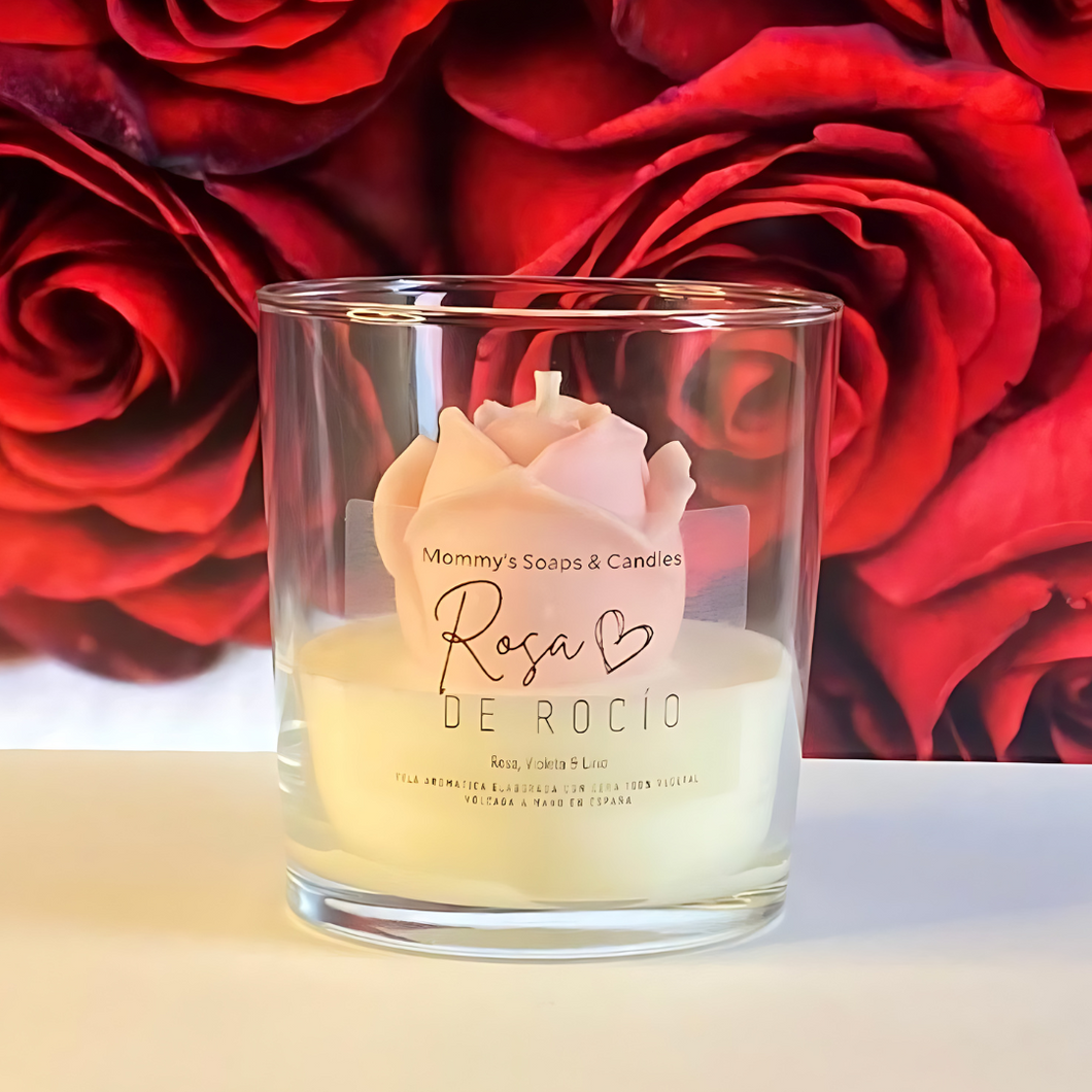 Decorated Aromatic Candle - Dew Rose